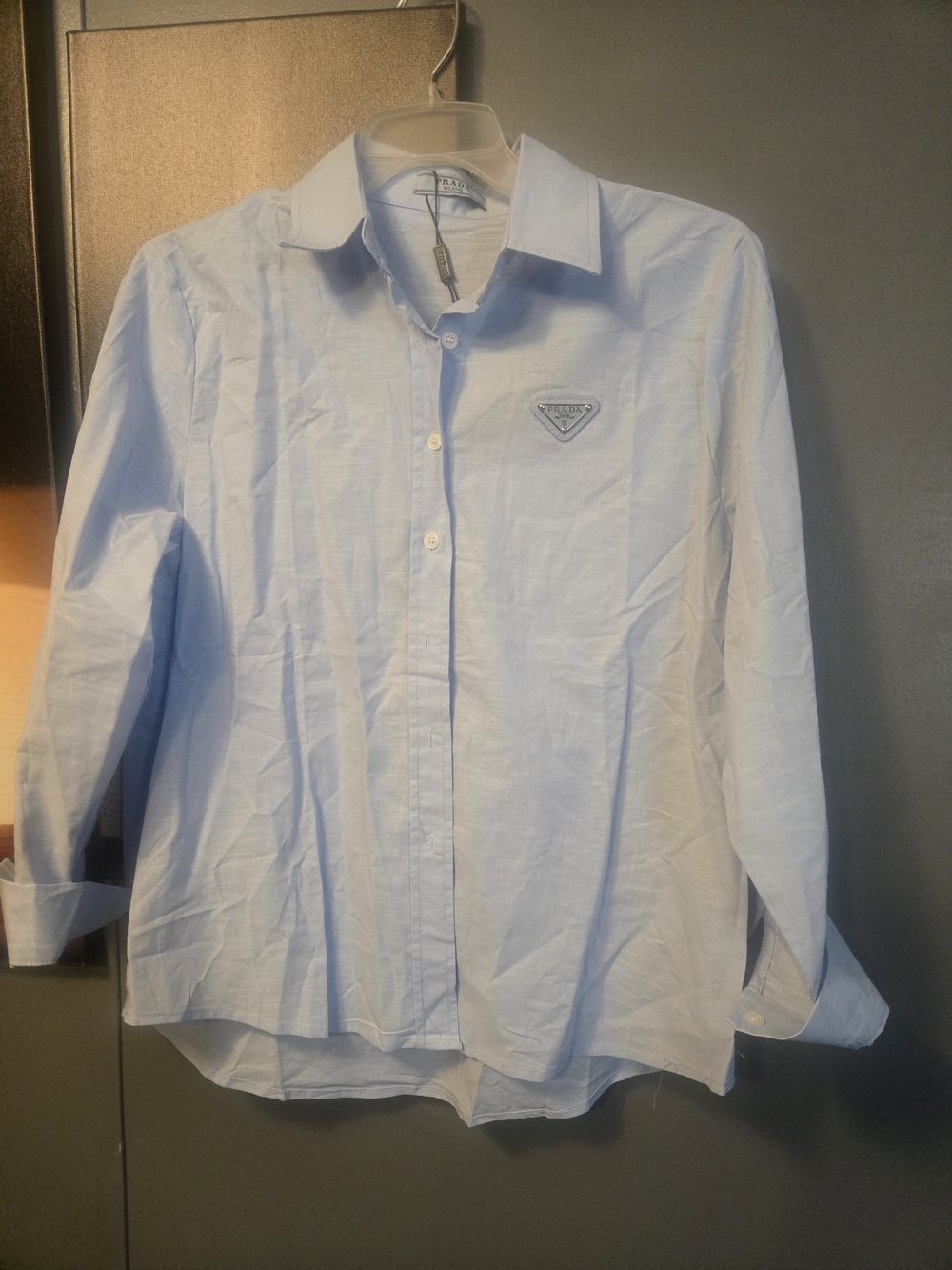Light Blue Unisex Dress Shirt with Logo